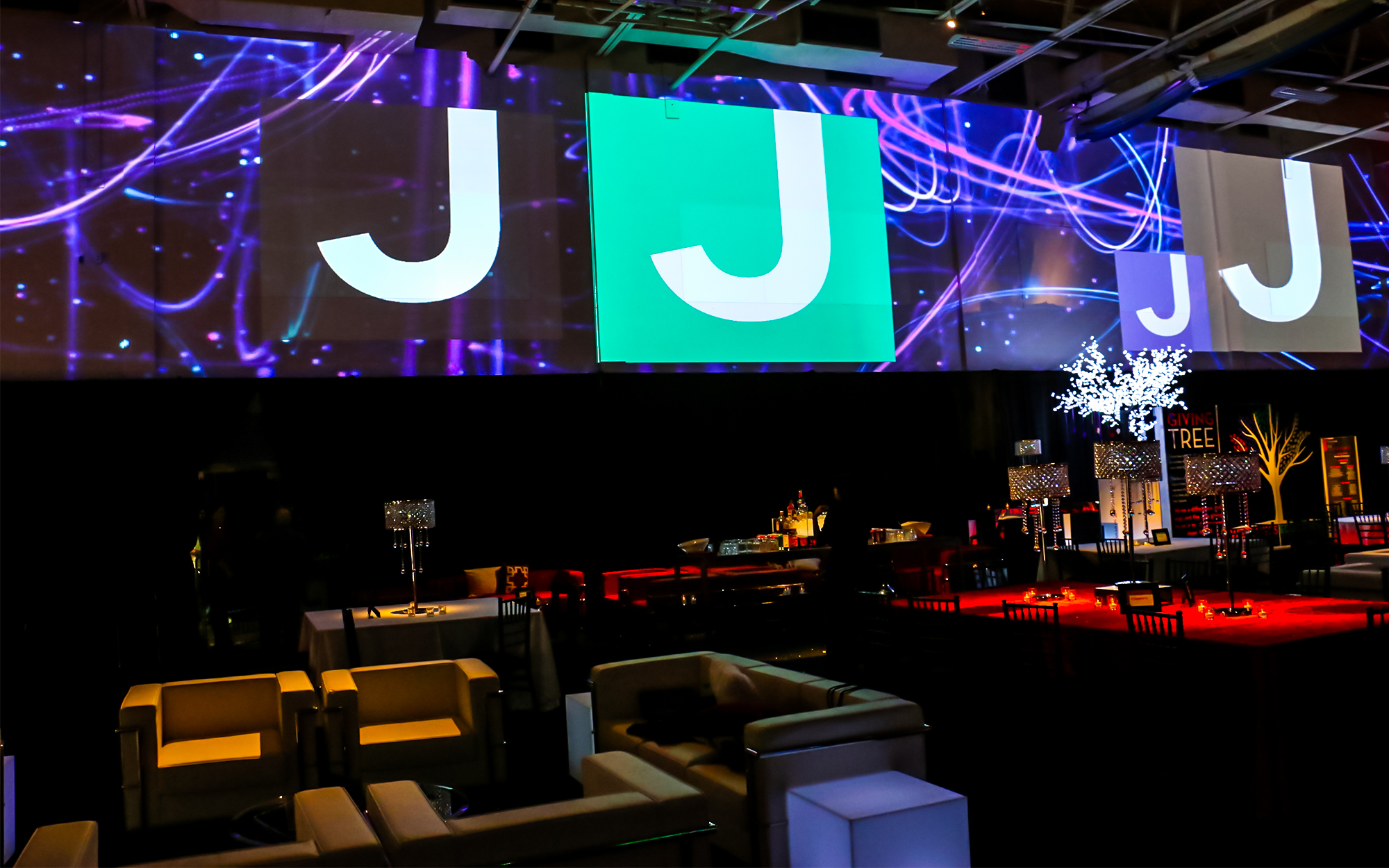 A 120' projection of the JCC logo 